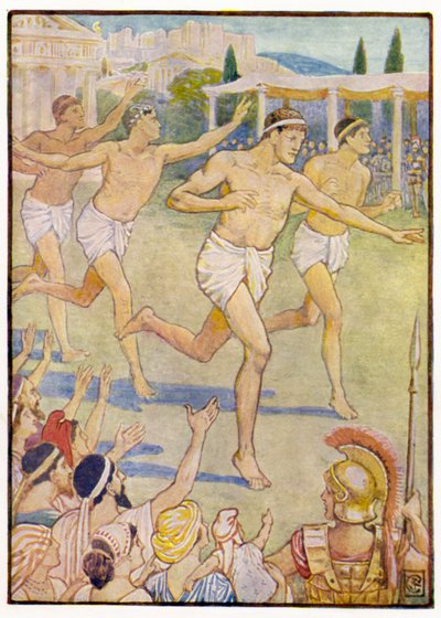 Aux premiers temps, une simple course à pied était le seul événement - after Walter Crane