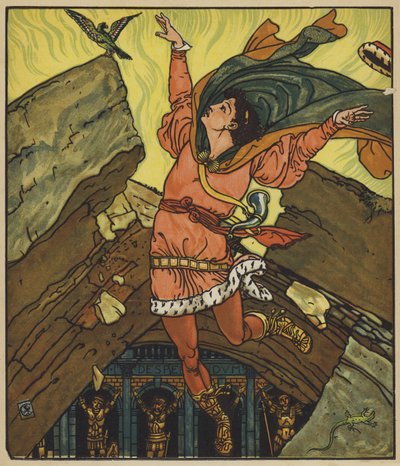 Le prince Chéri et le petit oiseau vert - after Walter Crane