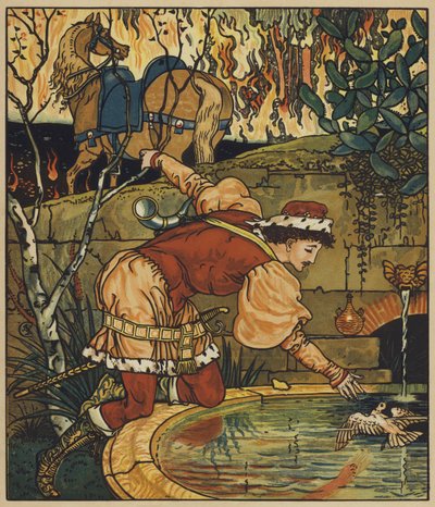 Le prince Chéri dans la forêt lumineuse - after Walter Crane