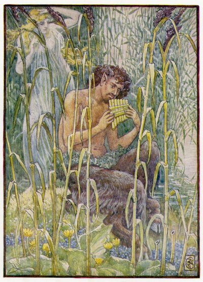 Doux, perçant doux était la musique de la flûte de Pan - after Walter Crane