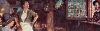 Shakespeare appelle à la taverne The Mermaid pour voir si Ben Jonson est là - after William Hatherell