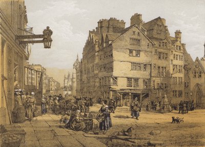 High Street depuis Head of West Bow, Lawnmarket - after William Leighton Leitch