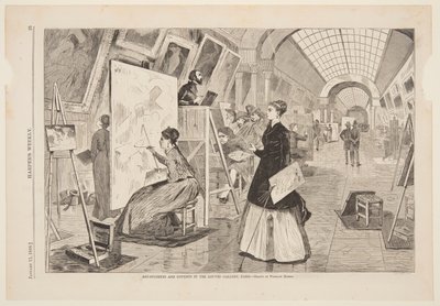"Art - Étudiants et copistes dans la galerie du Louvre, Paris" - after Winslow Homer