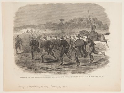 Charge du premier régiment du Massachusetts sur une tranchée rebelle près de Yorktown - after Winslow Homer