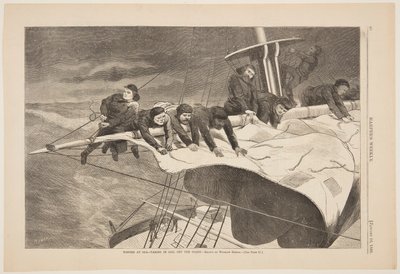 Hiver en mer – Prise de voile au large de la côte - after Winslow Homer
