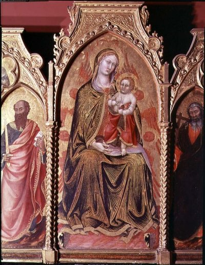 Retable de Gerard Cossassi degli Assi, détail du panneau central représentant La Vierge à l