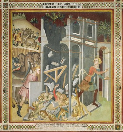 La destruction de la maison de Job et le vol de son troupeau par les Sabéens, 1356-6 - also Manfredi de Battilori Bartolo di Fredi