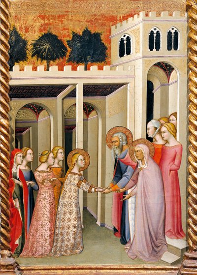 Vierge Marie avec Saint Joachim et Sainte Anne, (détail) du Retable montrant les Histoires de la Vierge par Bartolo di Fredi (1330-1410) - also Manfredi de Battilori Bartolo di Fredi