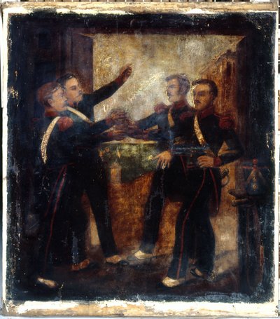 French: Aux quatre sergents de La Rochelle. Enseigne d