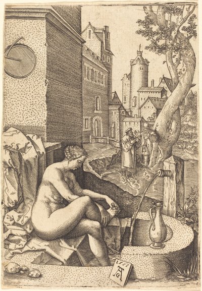 Suzanne surprise par les deux vieillards - anonymous Germany 16th Century after Heinrich Aldegrever
