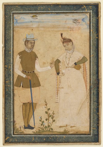 Un couple européen - attributed to Ali Riza, the "Bodleian Painter"