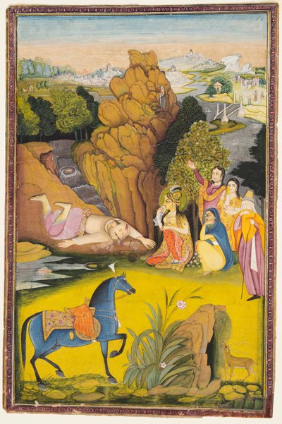 Farhad se tue après avoir entendu la fausse nouvelle de la mort de Shirin - attributed to Amar Das Bhatti
