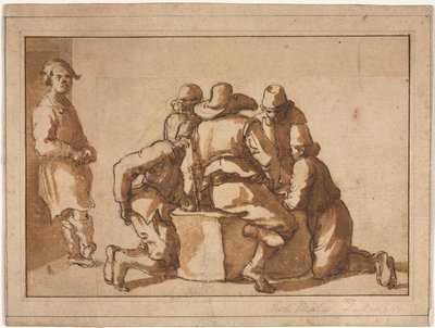 Scène de genre de jeunes hommes jouant à un jeu - attributed to Frederico Zuccaro