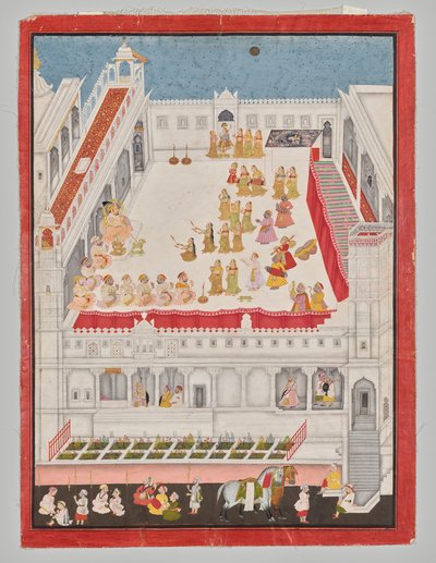 Maharana Jagat Singh assistant au Raslila - attributed to Jai Ram
