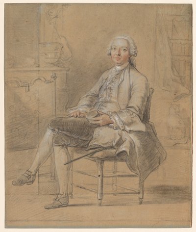 Homme assis tenant une tabatière - attributed to Louis Aubert