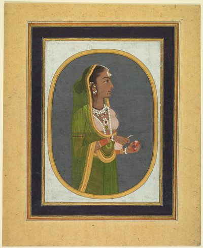 Dame de cour versant du vin (recto) - attributed to Muhammad Rizavi Hindi