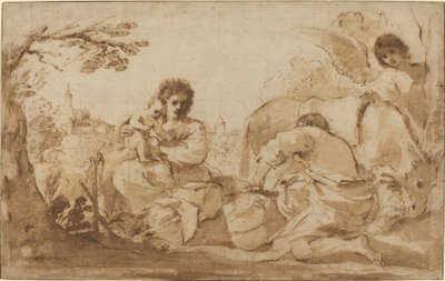 Le repos pendant la fuite en Égypte - called Guercino Giovanni Francesco Barbieri