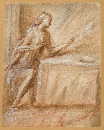 Étude de la Vierge pour une Annonciation - called Schiavone Andrea Meldolla