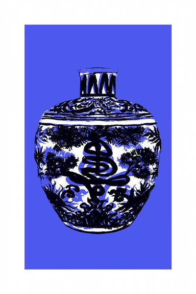 Pot en porcelaine bleue chinoise - cartissi