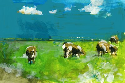 Paysage avec des vaches au pâturage - cartissi