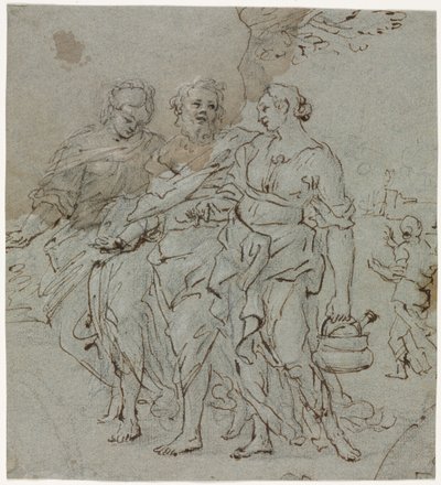 Lot et ses filles (recto) - circle of Pietro da Cortona