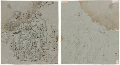 Lot et ses filles (recto) Esquisse pour Lot et ses filles (verso) - circle of Pietro da Cortona