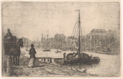 Rivière dans une ville - de Groot (prentmaker)