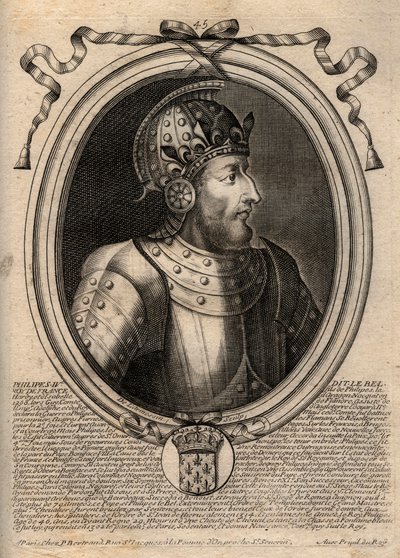 Portrait de Philippe IV le Bel (1268 - 1314), roi de France - Philippe IV le Bel (1268-1314) roi de France - Gravure de 