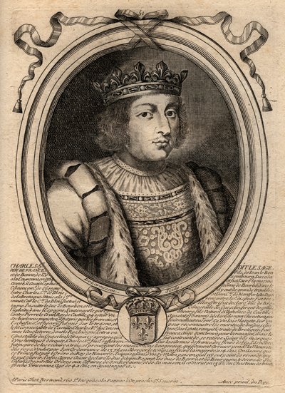Portrait de Charles V le Sage (1338 - 1380) - Charles V le Sage, roi de France de la maison de Valois - gravure tirée de 