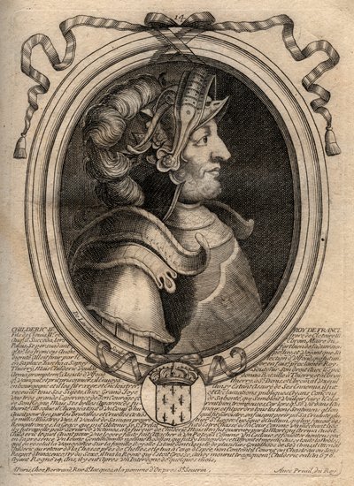 Portrait de Childéric II, roi des Francs de 670 à 673 - Gravure de 