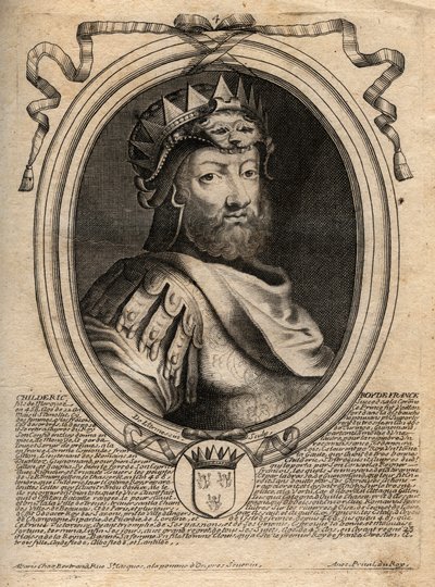 Portrait de Childéric Ier, roi des Francs Saliens (436-481) - Childéric Ier roi des Francs Saliens - gravure tirée de 