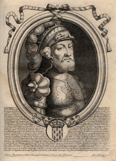 Portrait de Dagobert, roi des Francs de 628 à 638 - Dagobert (605-39) roi des Francs - gravure tirée de 