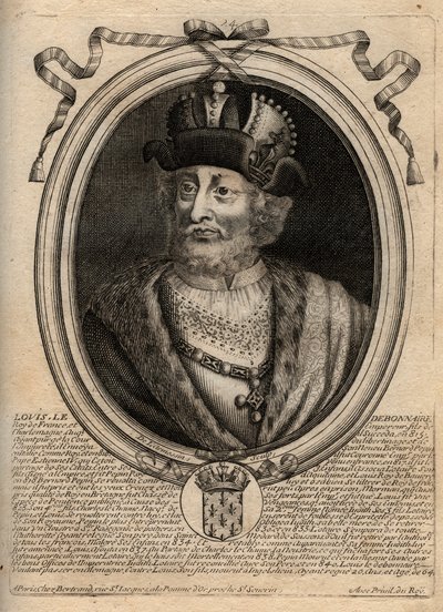 Portrait de Louis Ier le Pieux (778-840), roi de France - Gravure de 