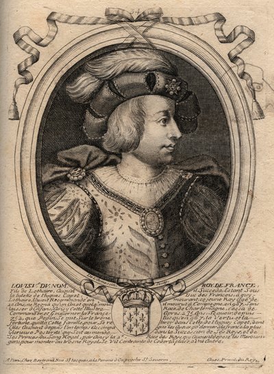 Portrait de Louis V le Fainéant (967 - 987), roi de France - Louis V le Fainéant (967-987) gravure tirée de 