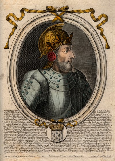 Portrait de Philippe IV le Bel (1268 - 1314), Roi de France - gravure de 