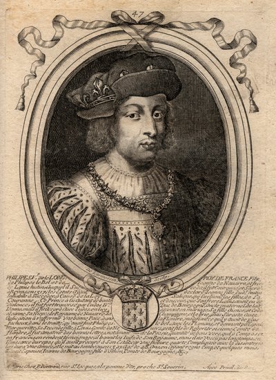Portrait de Philippe V le Long (1294-1322), roi de France - Gravure de 