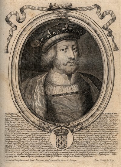 Portrait de Thierry III (ca. 657-691), roi des Francs de Neustrie (673-675) et roi de tous les Francs (679-691) - Théodoric III, roi de Neustrie (673-675) et roi de tous les Francs (679-691) - de Larmessin