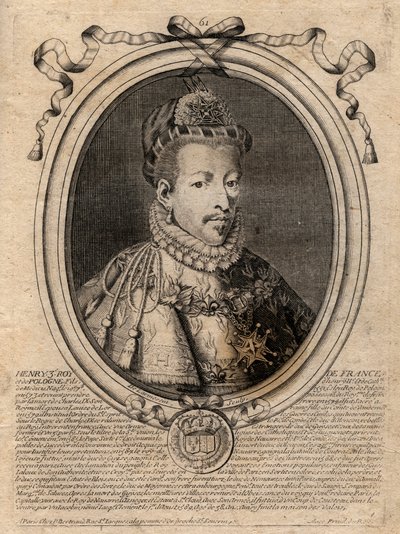 Portrait du roi de France Henri III (1551-1589) - Gravure de 