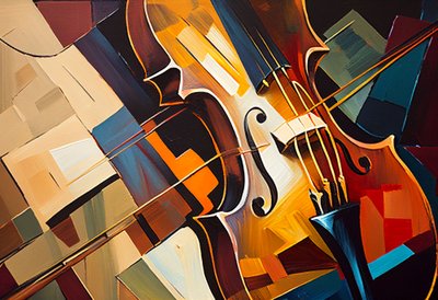 Peinture de violon abstraite - F. Abderrahim