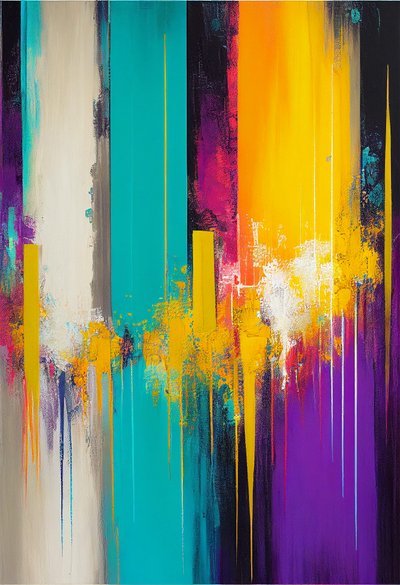 Composition abstraite, couleurs vibrantes et chaudes - F. Abderrahim