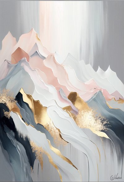 Montagnes dorées abstraites inspirées par Olga Suvorova - F. Abderrahim