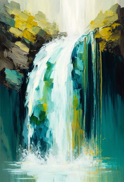 Nature abstraite et paysage, peinture de cascade - F. Abderrahim