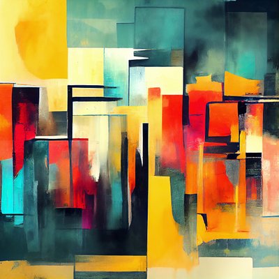 Formes abstraites en couleurs chaudes rouge et orange - F. Abderrahim