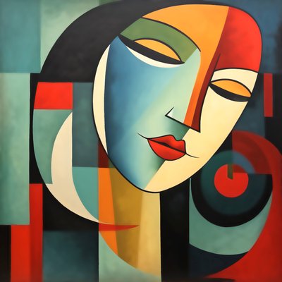 Visage de femme abstrait, yeux fermés - F. Abderrahim