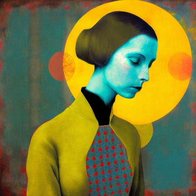Peinture abstraite de visage de femme en méditation - F. Abderrahim