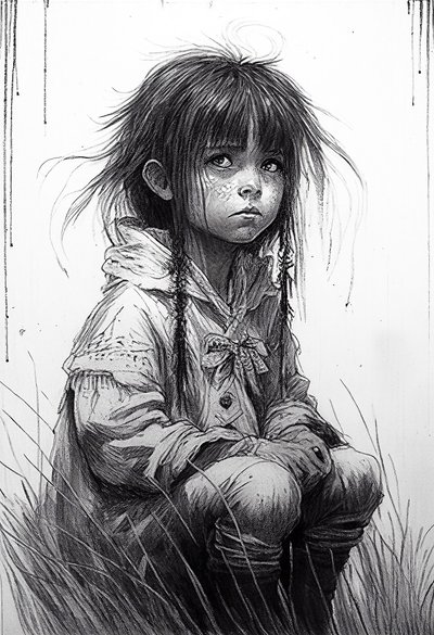 Une fille innocente, portrait dessiné - F. Abderrahim