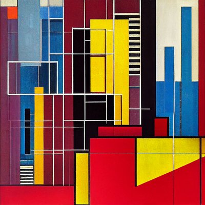 Vue de la ville de Boston, toile colorée abstraite - F. Abderrahim