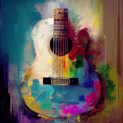 Guitare électrique rock, instrument de musique aux couleurs chaudes, Art mural | Impressions sur toile - F. Abderrahim