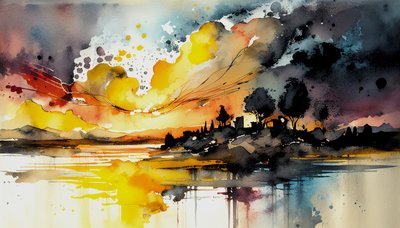 Paysage et nature, peinture aquarelle - F. Abderrahim