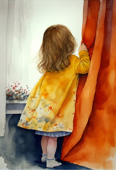 Petite fille jouant à cache-cache - F. Abderrahim